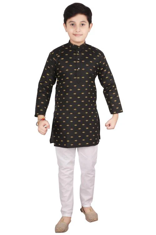 Pro-Ethic Style Developer Kid's Cotton Black Kurta Pajama Set For Boys