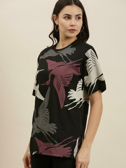 Difference of Opinion Black Graphic Oversized T-Shirt