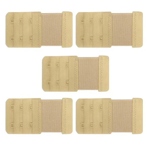 eDESIRE Bra Hook Extenders Women's Extension, 5 Pieces Bra Hook Strap Elastic Strip Extender Everyday Use Cotton Bra Extenders,5Pcs(Beige)