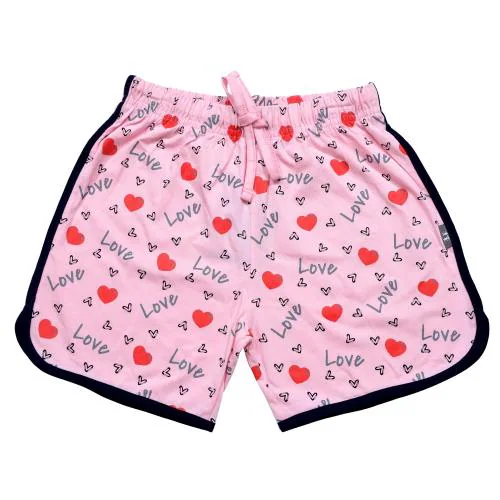 KARIBY Girls' Fancy Cotton Hot Pants/Short Pants All Over Print (Light Pink) (15 TO 16 YR)