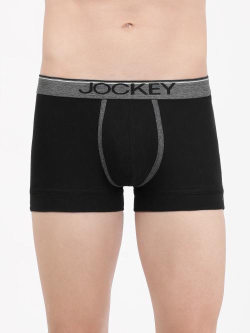 Jockey Men's Black Solid Cotton Trunks