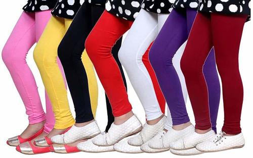 TIK TOK WEARS Girls Multicolor Solid Pure Cotton Pack of 7 Leggings