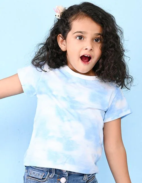 Buy Nusyl Girls Blue Girl Printed Tie & Dye Tshirt Online at Best ...