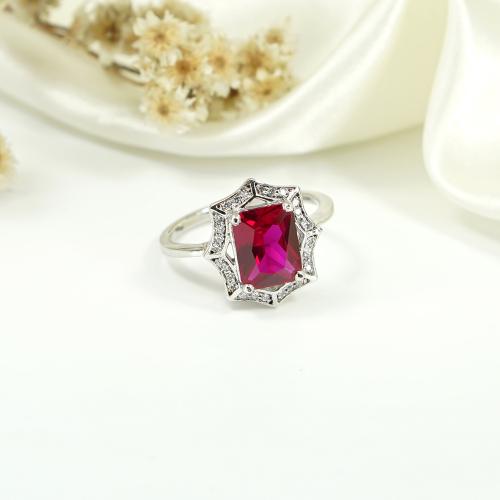 Mystical Hues 2.50 ct Pigeon Blood Ruby Ring for Women Halo Engagement Ring, Red Stone Ring, Ruby Simulant Ring AAA + Quality Certified and Hallmarked