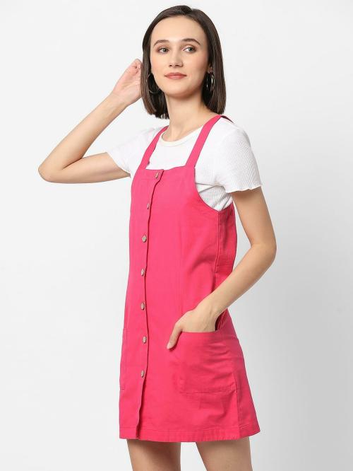 VASTRADO Women Pink Cotton Solid Dresses (S)