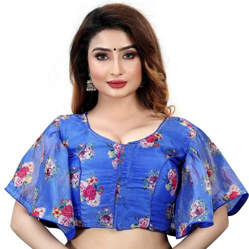 Hitarth Fashion Ciffon Printed Fency Blouse with Bell Sleeve Light Green