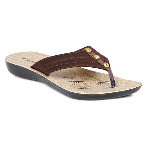 Tucson PU Brown Slip On Classy Comfortable Lite weight Breathable Slippers For Walking | Daily Use |Office Use For Women