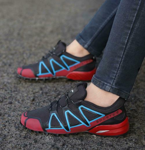 W18 Black&Red trekking & hiking trail running shoes for men