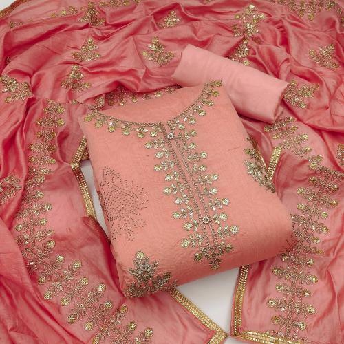 orange and pink combination dress material