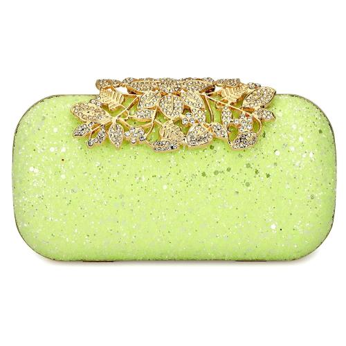 Tooba Handicraft Metallic Neon Velvet Women Designer Clutch Bag With Chain Strap