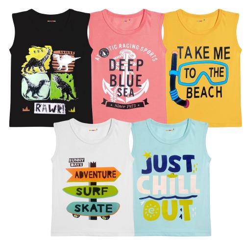 KUCHIPOO Boys Multi Color Printed Cotton Blend Pack of 5 Tshirts | Boys Tshirt | Kids Wear | T shirt for Kids | T shirt for boys | Boys t tshirts