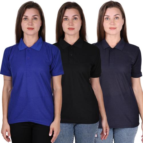 Ansh Fashion Wear Women's Pack Of 3 Polo Neck Tshirt-Black-Camel-Royal Blue T-Shirt for Men | Mens T-Shirt | Trendy T-Shirts for Men