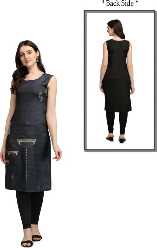 DESI MUNDE Women Blue Crepe Kurta (Xl)