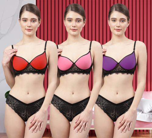 Samvar Women's Red,Pink,Purple Net Bra Panty Set for Lingerie Set Undergarments/Nightwear/Hot & Seexy for Couples Honeymoon Set/First Night/Anniversary