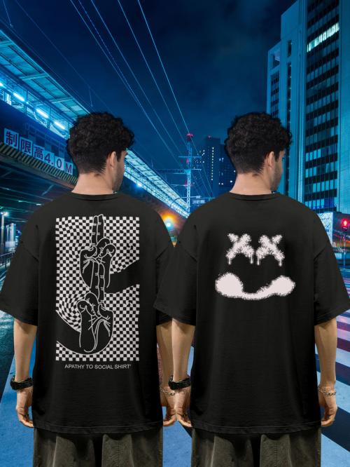 BULLMER Funky Front & Back Printed Streetwear Baggy / Oversized Tshirt for Men