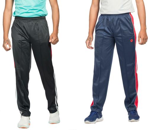 estro Men Black, Blue Solid Polyester Track Pants