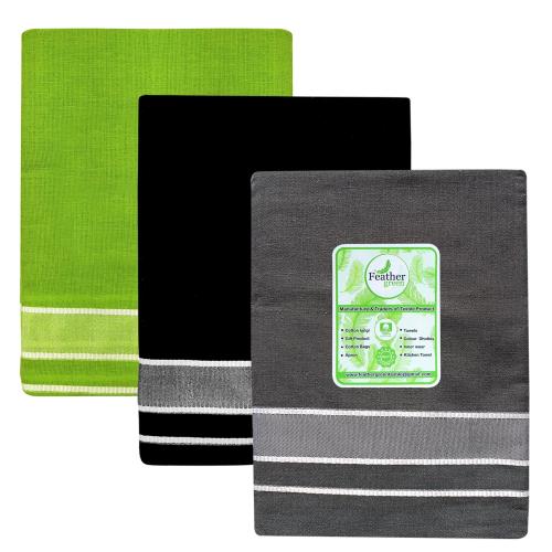 FEATHER GREEN COLOUR FANCY PLAIN COTTON BLENDED LUNGI 02 Meters