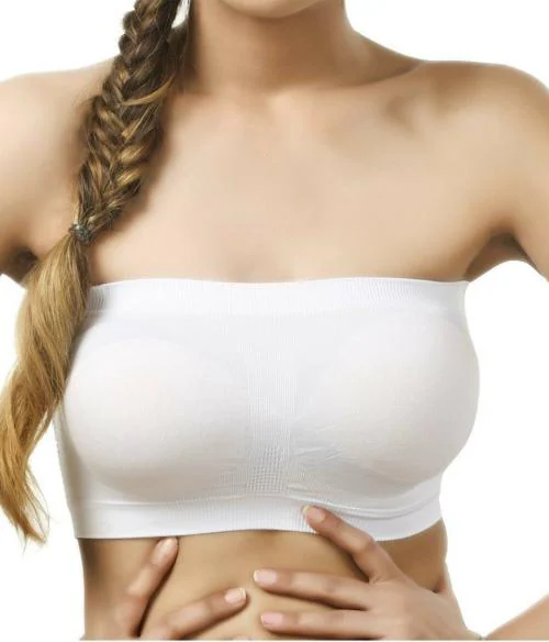 Sek Women White Cotton Blend Tube Bra (Free)