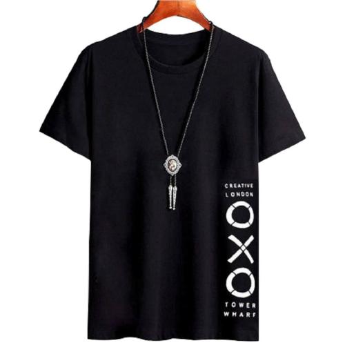 Status Mantra Men Black Cotton Round Neck T Shirts