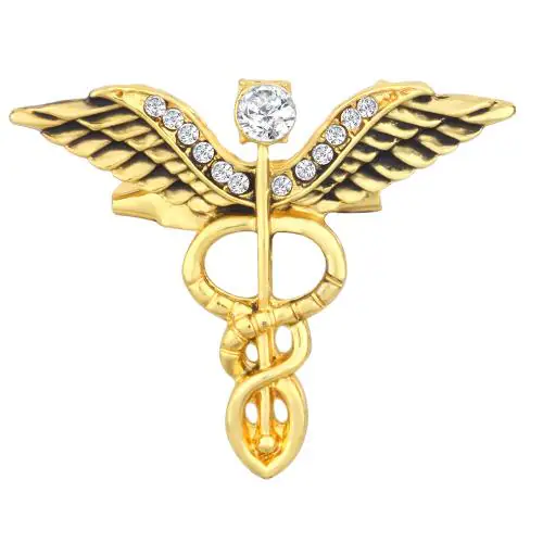 Buy Mahi Gold Plated White Medical Caduceus Doctor's Unisex Brooch ...