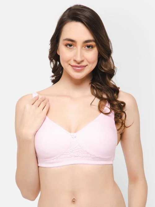 Clovia Pink Solid Cotton T-Shirt Bra