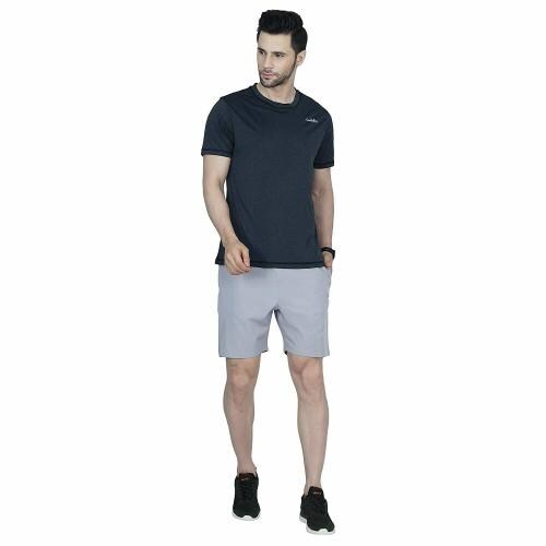 CANJUICE Men's NS Lycra Fabric Active Wear Shorts with YKK Zipper Pockets-Grey