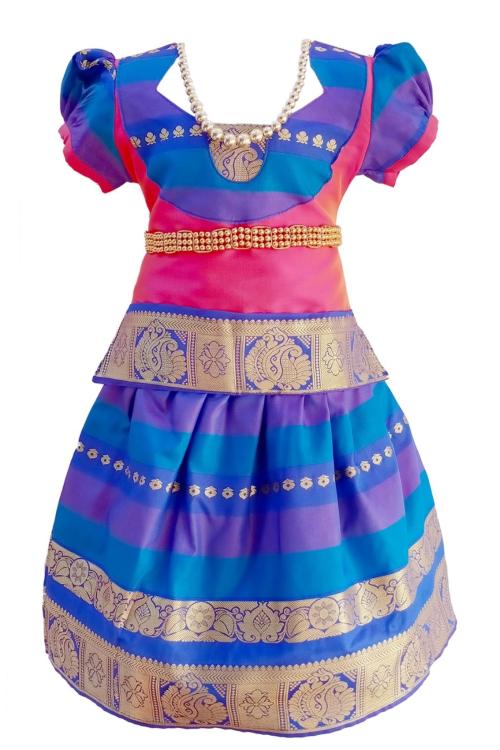 Buy GTmax Traditional Silk Cotton Pattu Pavadai setAnu Pattu_Baby Rose