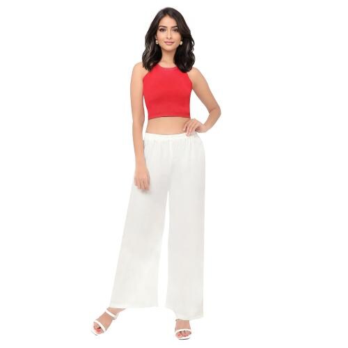 TWGE - Plain Palazo - Palazo for Women - Flare Pant - Cotton Palazzo - White