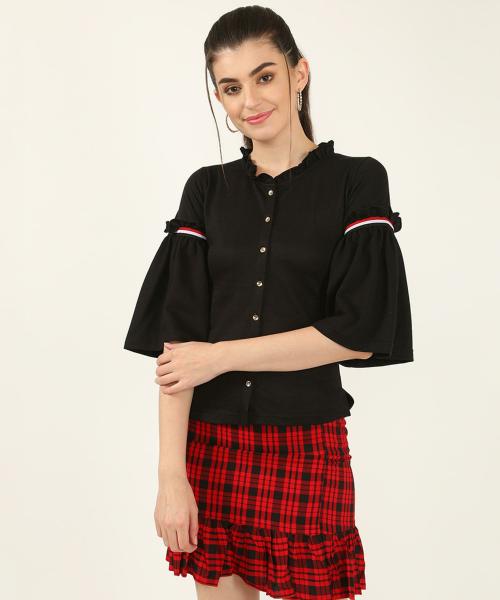 V2KART.COM V2KART.COM Women Hosiery Half Sleeves Plain Top (Black)