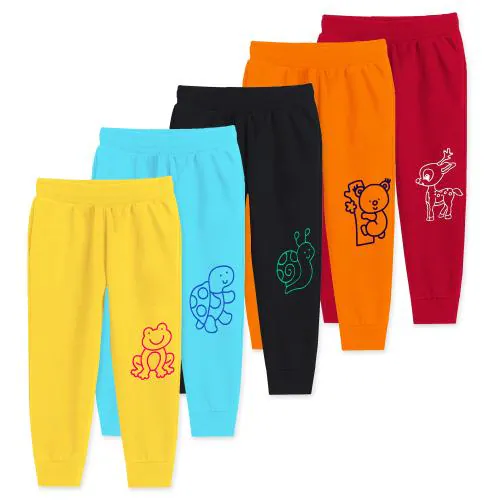 Trampoline Boys & Girls Multicolor Printed Cotton Pack of 5 Track Pants