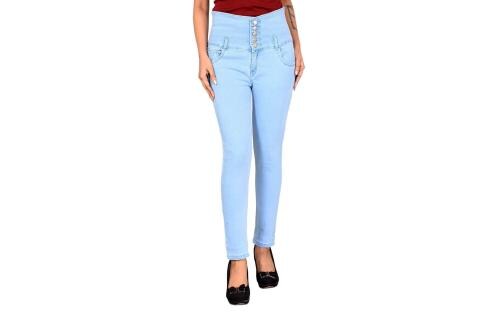 RJ COLLECTION Women Sky Blue 5 Button Clean Look Jeans (30)
