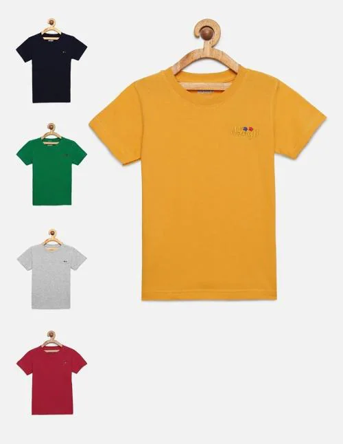DONGLI Half Sleeve Multicolor1 top Boys Casual Pack of 5 Tshirts
