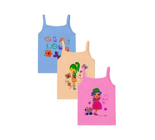 Akido Junior Regular Fit Cotton Printed Sleevless Slips/Vest/Sando Innerwear/Camisoles for Kids/Girls Pack of 3