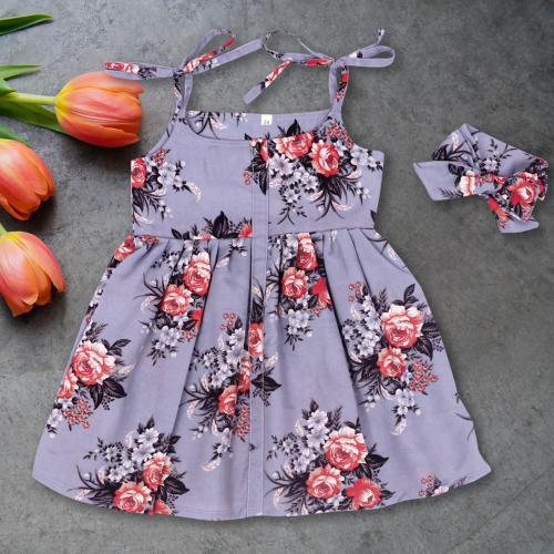 KACHHOT Baby Girls Grey Cotton Blend Midi Knee Length Party Dress (1-2 Years)