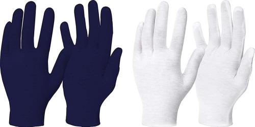 Cotson Sun Protection Cotton Half Hand Gloves For Men/Women (Navy Blue, White) -Pack OF 2