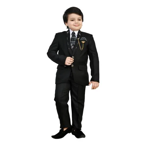 BT Dezines Kids 5-Piece Coat Pant Suit Set For Boys (13-14 years, Black)