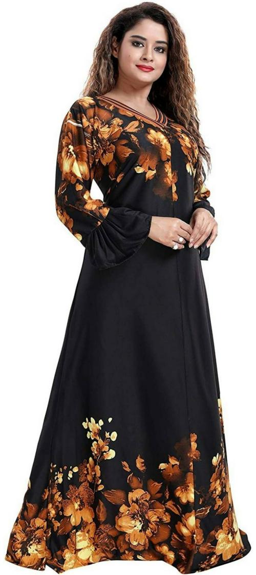 Pursa Gold Sarina Printed Nighty, Free Size (Pack of 1)