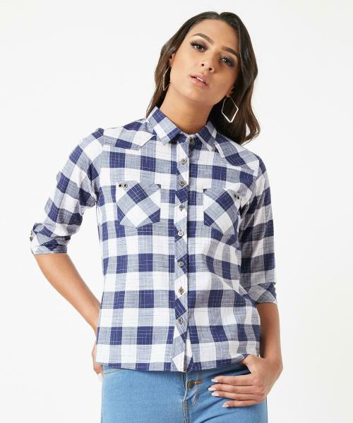 Miss Chase Women Multicolor Checkered Cotton Single Shirt
