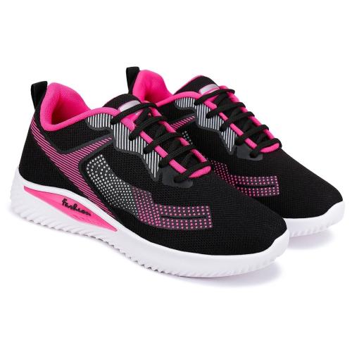 Bersache Lightweight Sports Walking Gym Trekking Shoes With High Quality Sole For Women (Black)