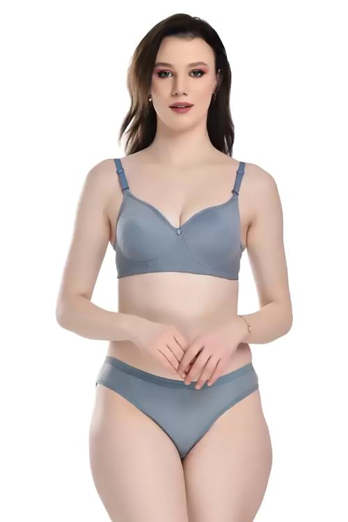 PIBU Women Cotton Bra Panty Set for Lingerie Set ( Pack of 1 ) ( Color : Blue )