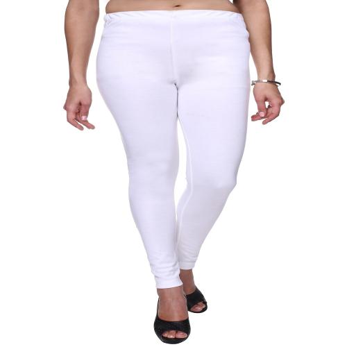 TRASA Women's Cotton Slim Fit Churidar Leggings - White - M