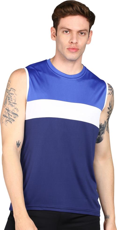 PRIME PLUS Multicolor Solid Round Neck Sando Vest - L