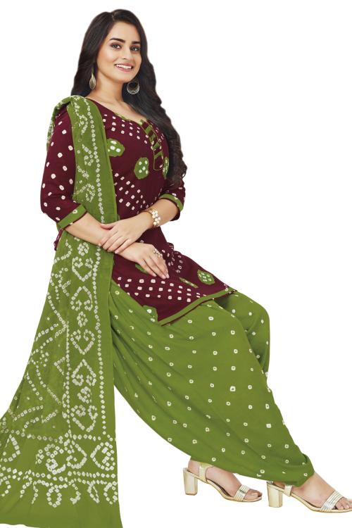 SIMMU 309 BHANDHANI PATIYALA UNSTICHED DRESS MATERIAL