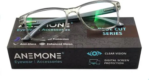 Anemone Anti Glare and Blue Cut Rectangle Full Rim Computer Glass for Men, Women