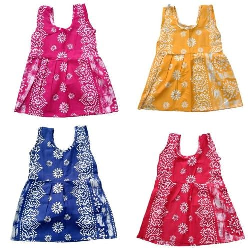 PORICHOY Batik Printed Cotton Frock For Baby Girls Pack Of 4