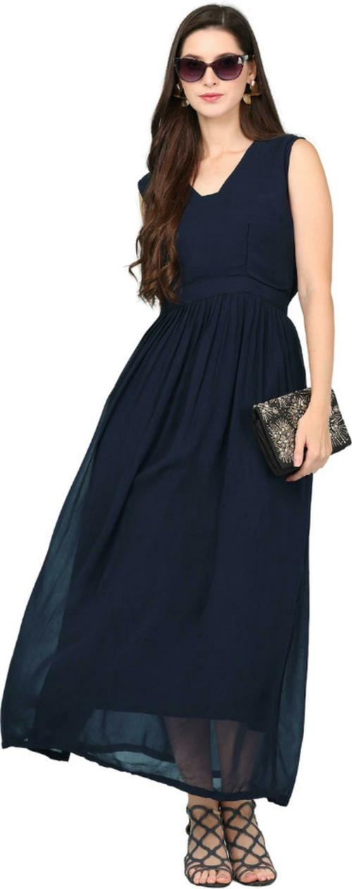 HSM HIGH Impero Self Design Pure Cotton Stitched Anarkali Gown (Blue)