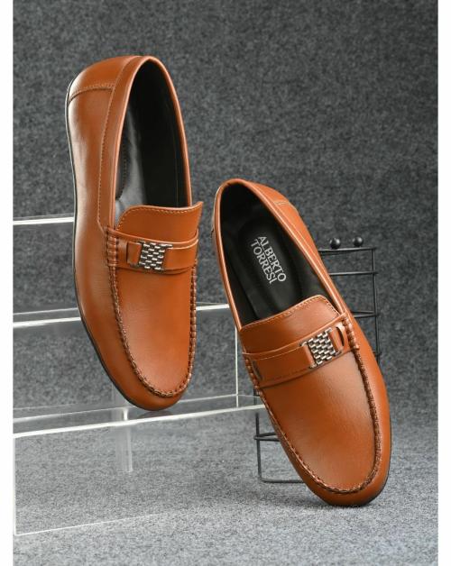 Alberto Torresi With Metal Accent Synthetic Loafers For Men