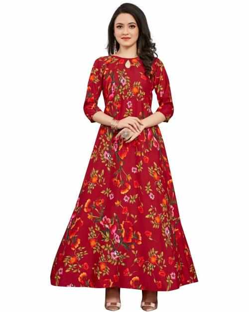 SANTOPERA DESIGNER Women Red Crepe Dress - L