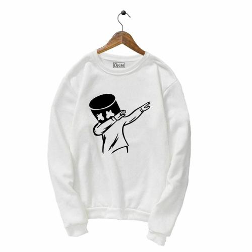 STREETMODE Women and Girls White Printed Cotton Pullover Sweatshirt - M