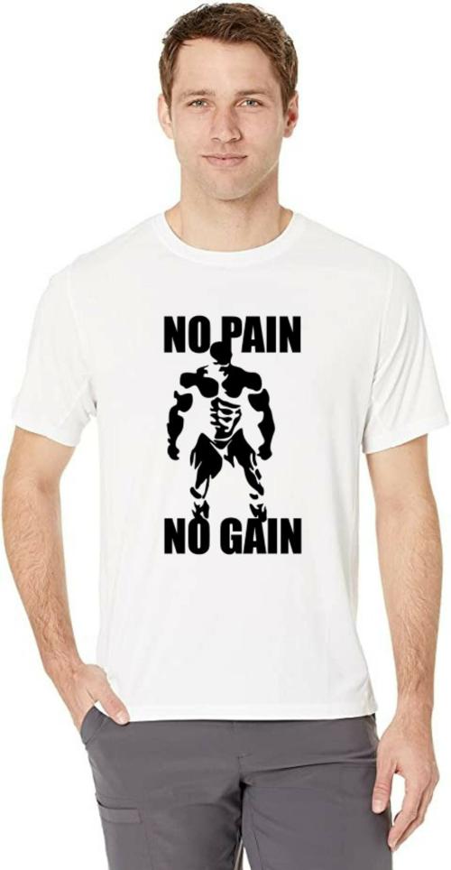 Estaban Men White No Pain No Gain Printed Polyester T-Shirt (M)